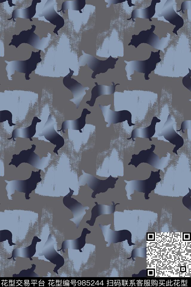 狗动物纹动物数码印花华亿平台下载（图片编号: 985244） - 瓦栏（Walan）