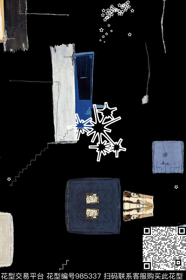 数码华亿平台黑白华亿平台几何数码印花华亿平台下载（图片编号: 985337） - 瓦栏（Walan）