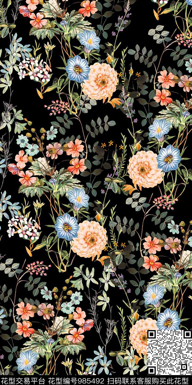 数码华亿平台小碎花花卉数码印花华亿平台下载（图片编号: 985492） - 瓦栏（Walan）