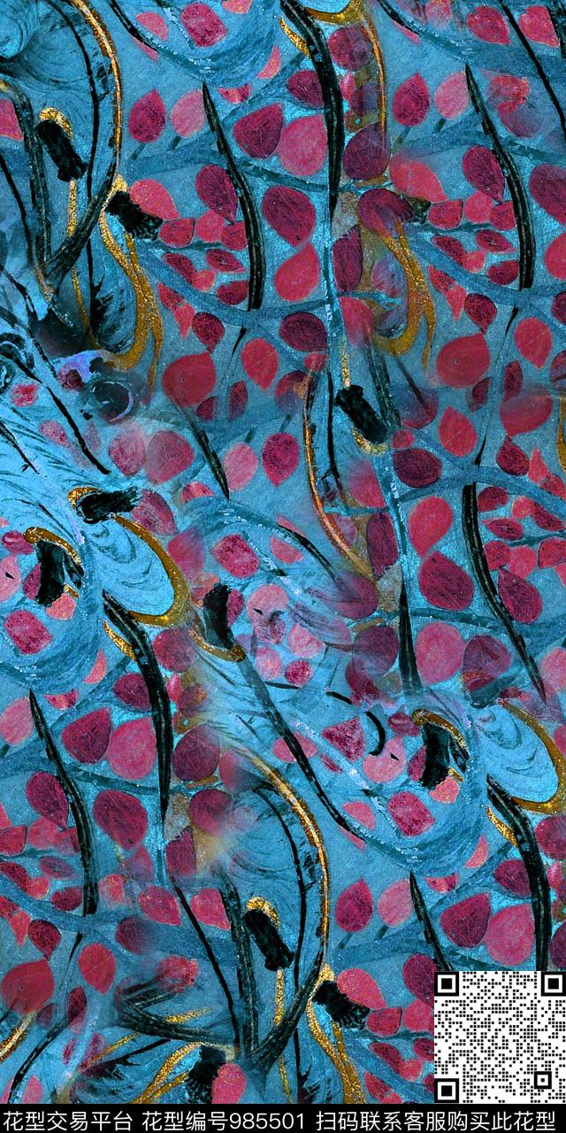 肌理抽象豹纹数码印花华亿平台下载（图片编号: 985501） - 瓦栏（Walan）