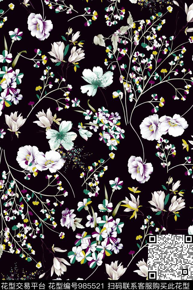 小碎花手绘花卉传统印花华亿平台下载（图片编号: 985521） - 瓦栏（Walan）