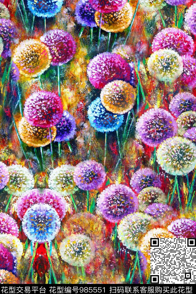 肌理花卉油画华亿平台数码印花华亿平台下载（图片编号: 985551） - 瓦栏（Walan）