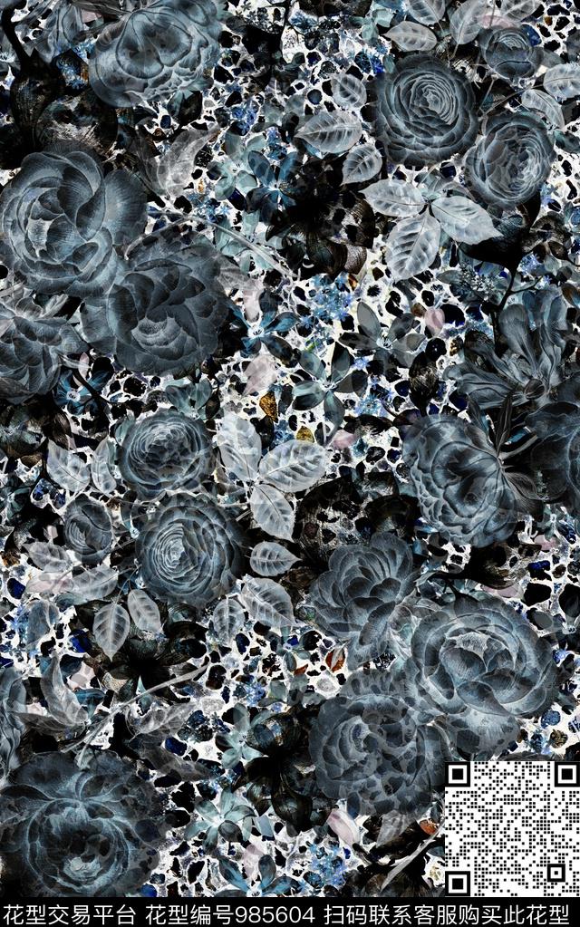 民族风抽象花卉数码印花华亿平台下载（图片编号: 985604） - 瓦栏（Walan）