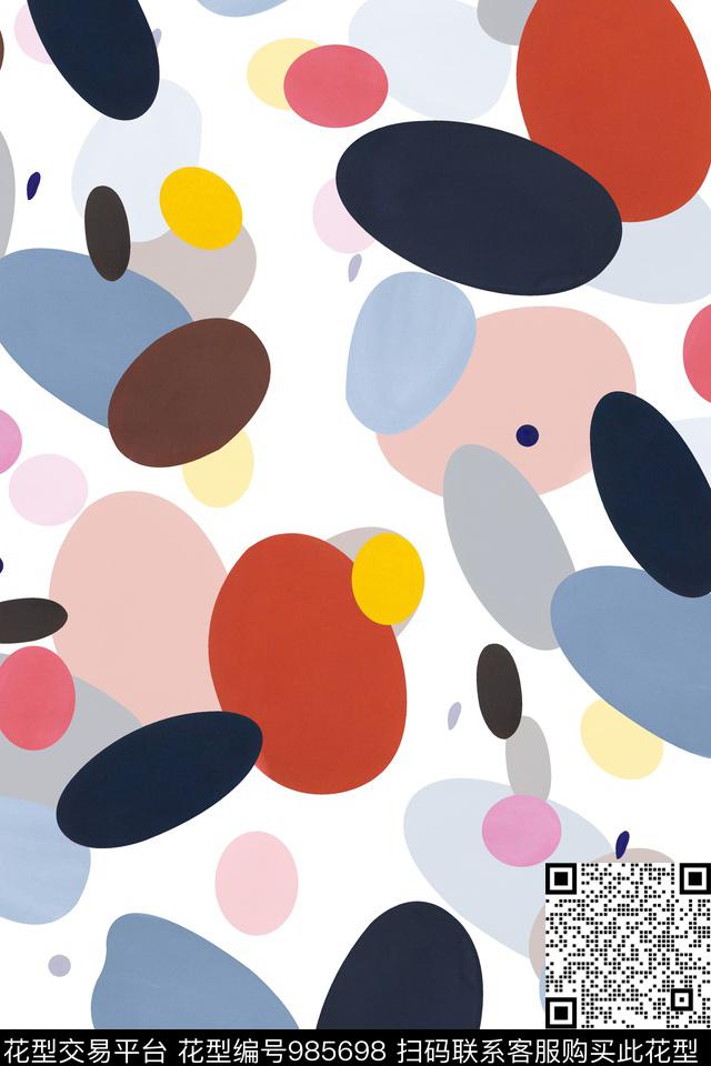 波点水彩波点时尚波普数码印花华亿平台下载（图片编号: 985698） - 瓦栏（Walan）
