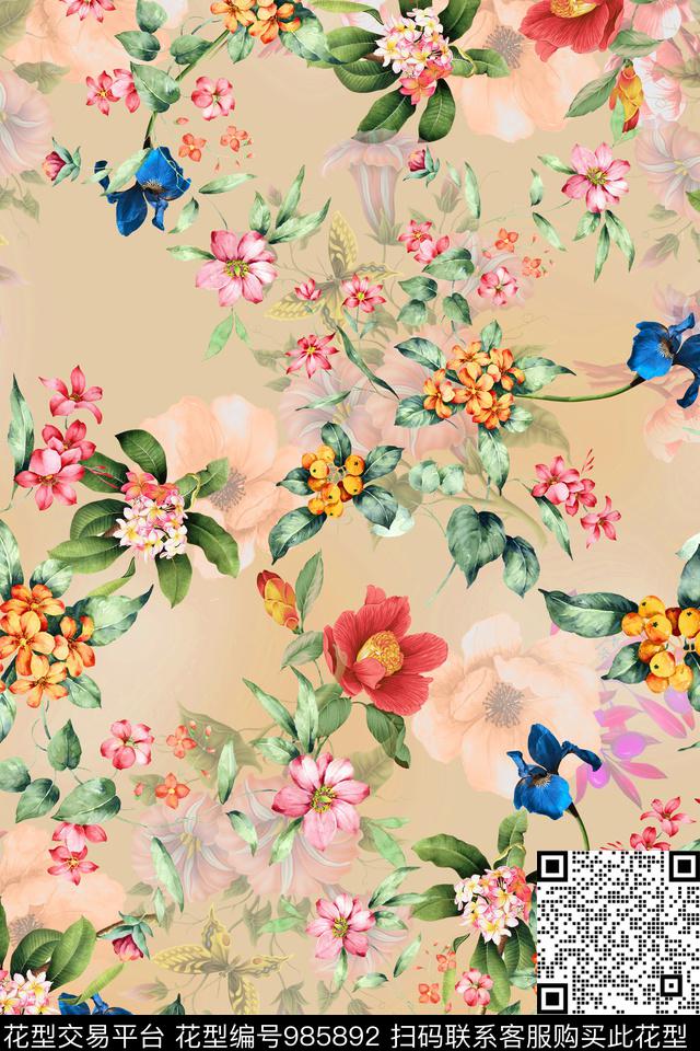 数码华亿平台肌理花卉数码印花华亿平台下载（图片编号: 985892） - 瓦栏（Walan）