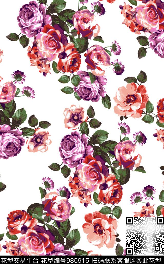 动物花卉雪纺少女数码印花华亿平台下载（图片编号: 985915） - 瓦栏（Walan）