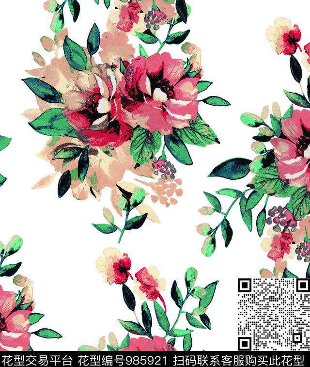 动物花卉雪纺少女数码印花华亿平台下载（图片编号: 985921） - 瓦栏（Walan）