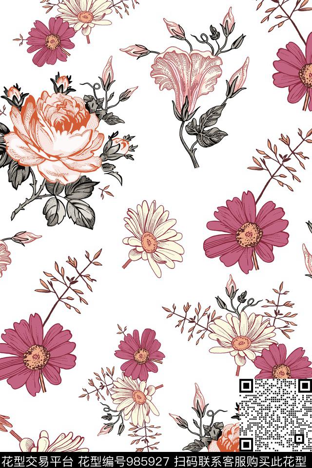 小碎花花卉数码印花华亿平台下载（图片编号: 985927） - 瓦栏（Walan）