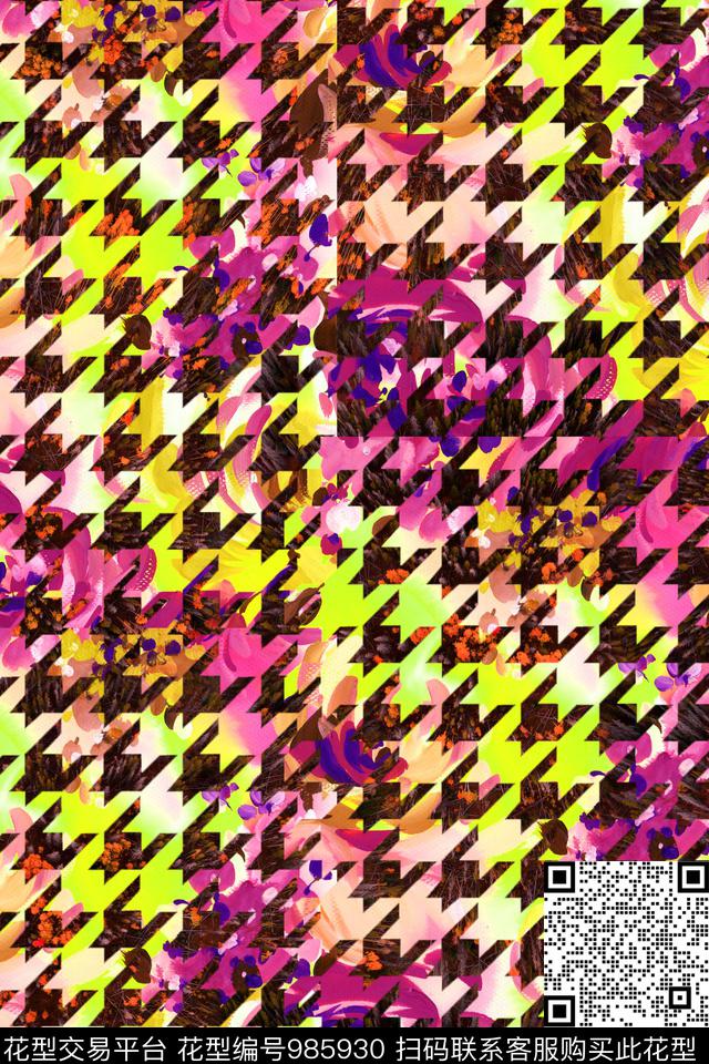 格子肌理几何数码印花华亿平台下载（图片编号: 985930） - 瓦栏（Walan）