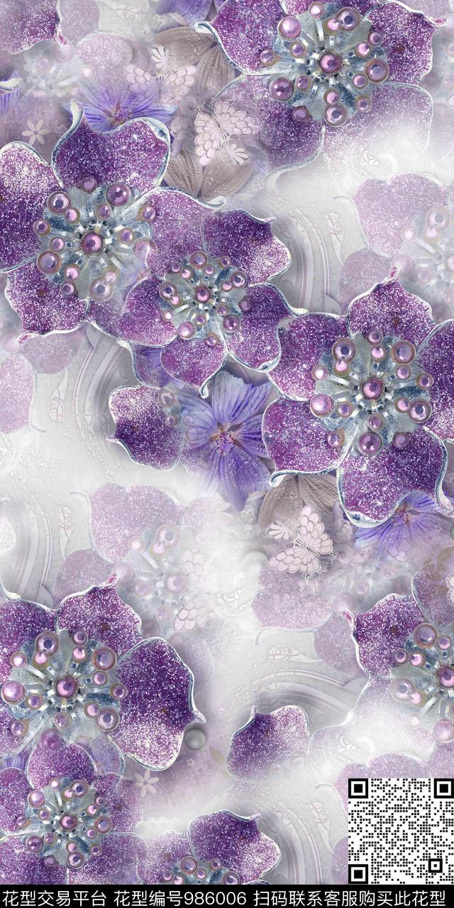 数码华亿平台照片花卉女装数码印花华亿平台下载（图片编号: 986006） - 瓦栏（Walan）