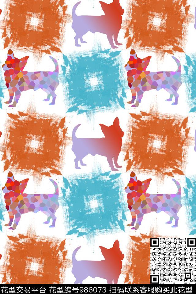 格子抽象手绘涂鸦图案数码印花华亿平台下载（图片编号: 986073） - 瓦栏（Walan）