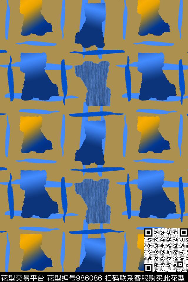 格子抽象狗年数码印花华亿平台下载（图片编号: 986086） - 瓦栏（Walan）