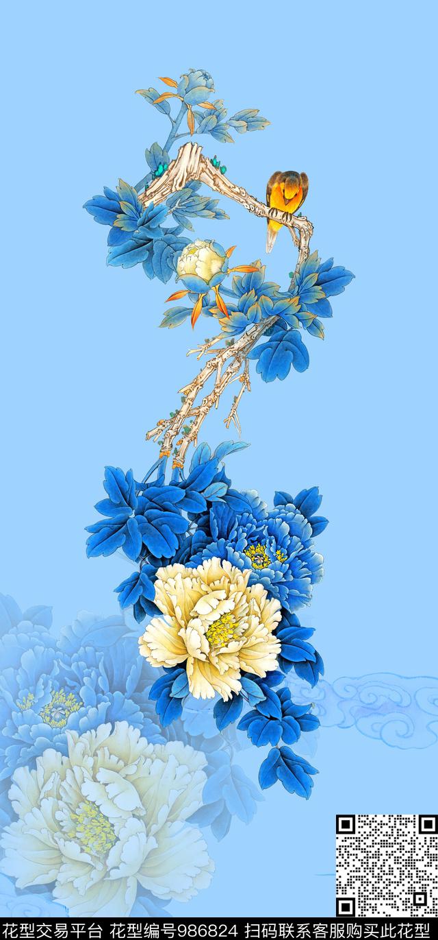 数码华亿平台手绘花卉花卉数码印花华亿平台下载（图片编号: 986824） - 瓦栏（Walan）