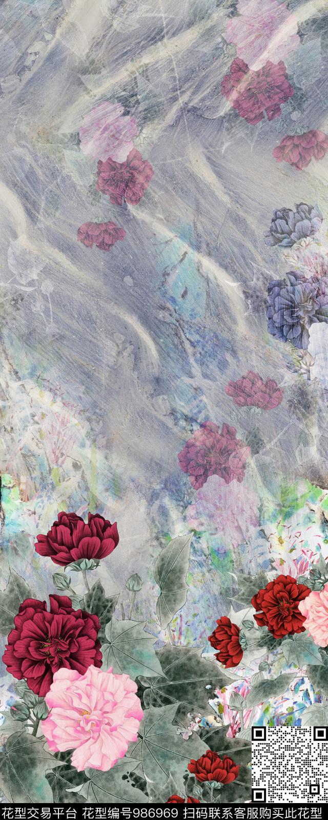 数码华亿平台肌理花卉数码印花华亿平台下载（图片编号: 986969） - 瓦栏（Walan）