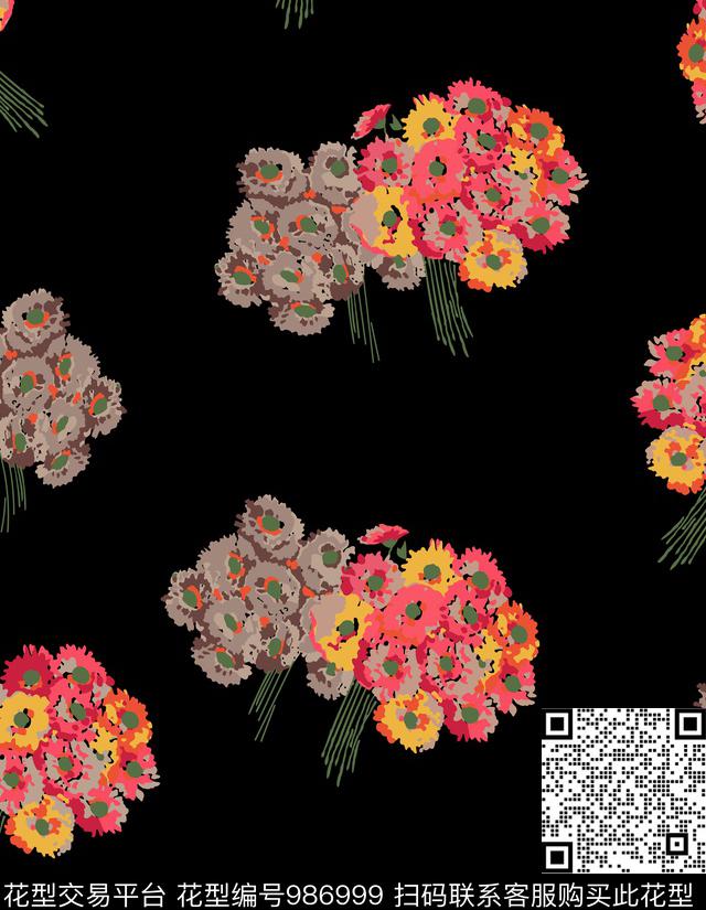 数码华亿平台绣球花女装数码印花华亿平台下载（图片编号: 986999） - 瓦栏（Walan）