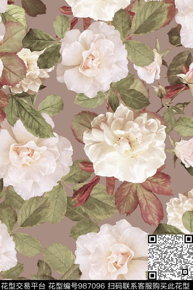 数码华亿平台花卉大牌风数码印花华亿平台下载（图片编号: 987096） - 瓦栏（Walan）