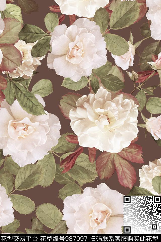 数码华亿平台花卉大牌风数码印花华亿平台下载（图片编号: 987097） - 瓦栏（Walan）