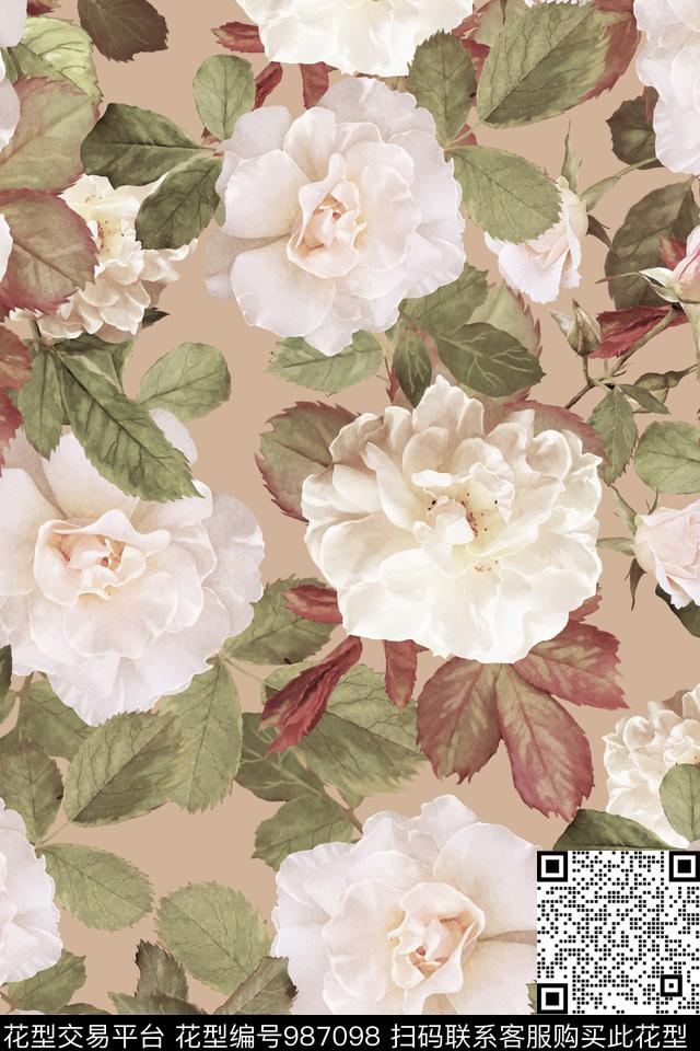 数码华亿平台花卉大牌风数码印花华亿平台下载（图片编号: 987098） - 瓦栏（Walan）