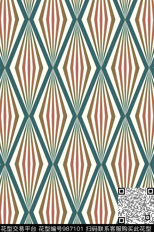 数码华亿平台抽象几何数码印花华亿平台下载（图片编号: 987101） - 瓦栏（Walan）