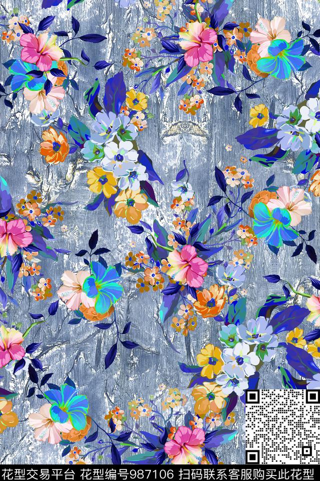 数码华亿平台水彩花卉小碎花数码印花华亿平台下载（图片编号: 987106） - 瓦栏（Walan）