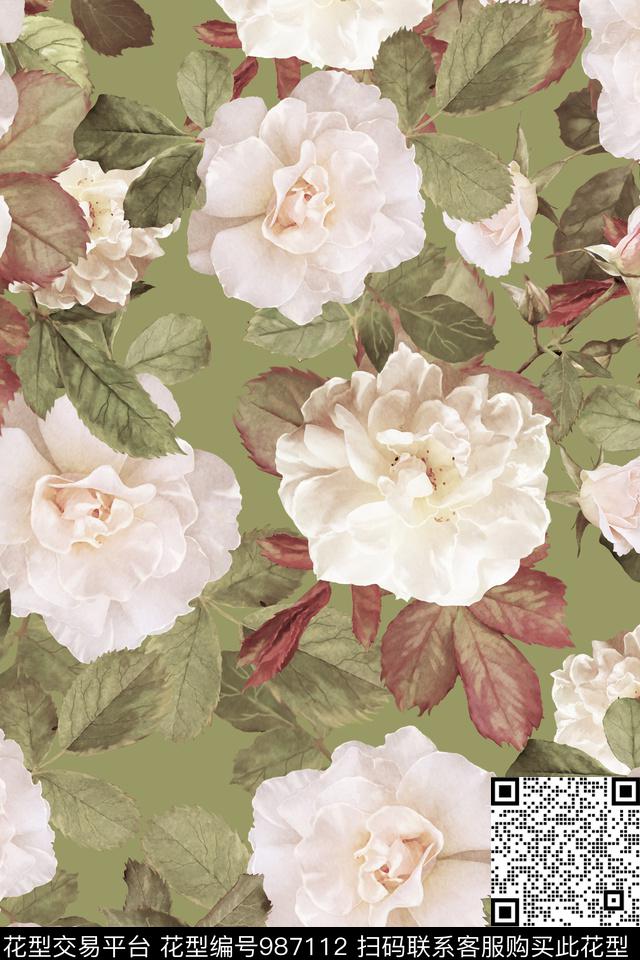 数码华亿平台花卉大牌风数码印花华亿平台下载（图片编号: 987112） - 瓦栏（Walan）