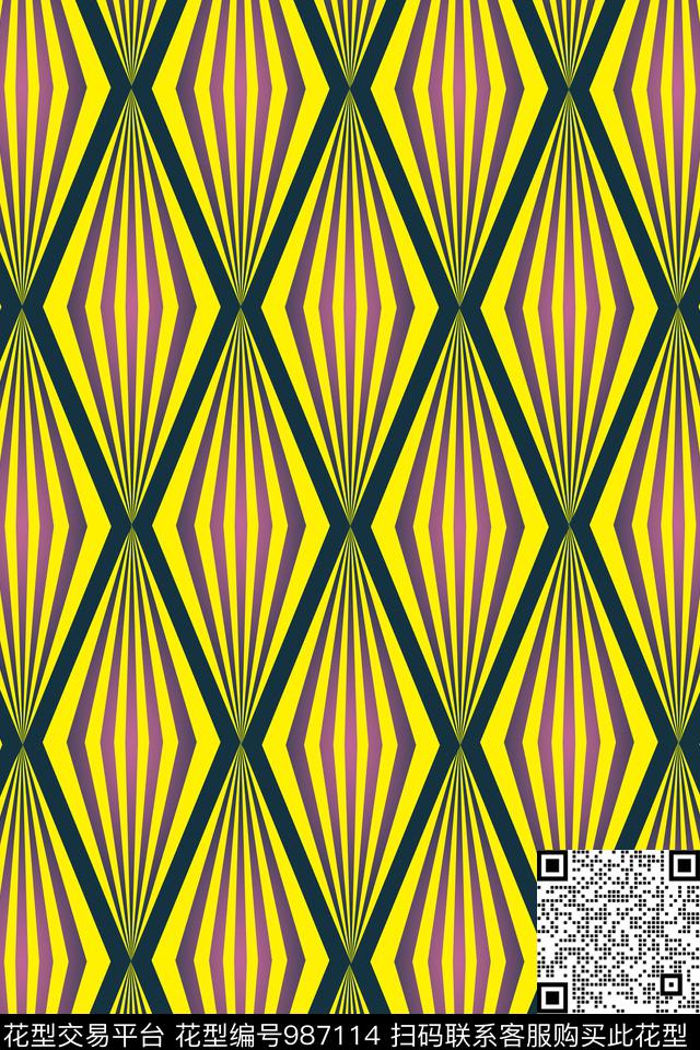 数码华亿平台抽象几何数码印花华亿平台下载（图片编号: 987114） - 瓦栏（Walan）