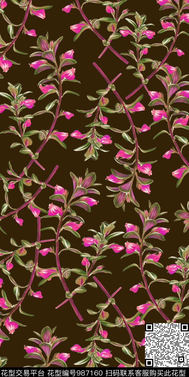 数码华亿平台花卉大牌风数码印花华亿平台下载（图片编号: 987160） - 瓦栏（Walan）