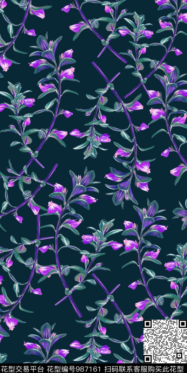数码华亿平台花卉大牌风数码印花华亿平台下载（图片编号: 987161） - 瓦栏（Walan）