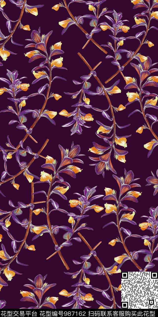 数码华亿平台花卉大牌风数码印花华亿平台下载（图片编号: 987162） - 瓦栏（Walan）