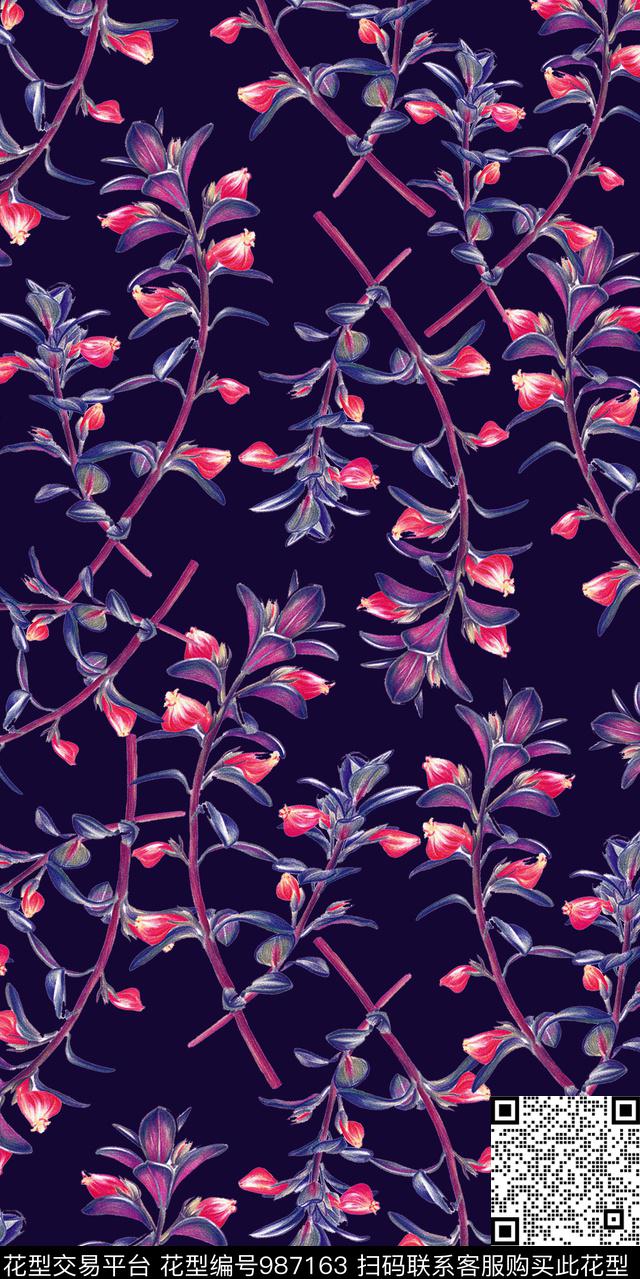 数码华亿平台花卉大牌风数码印花华亿平台下载（图片编号: 987163） - 瓦栏（Walan）
