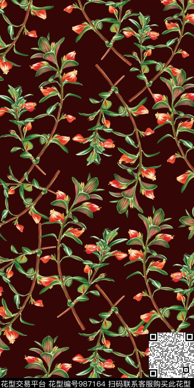 数码华亿平台花卉大牌风数码印花华亿平台下载（图片编号: 987164） - 瓦栏（Walan）