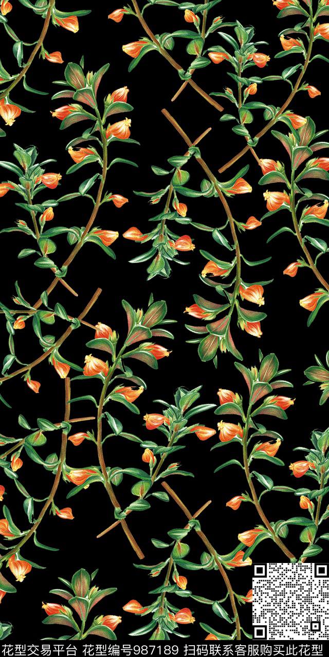 数码华亿平台花卉大牌风数码印花华亿平台下载（图片编号: 987189） - 瓦栏（Walan）