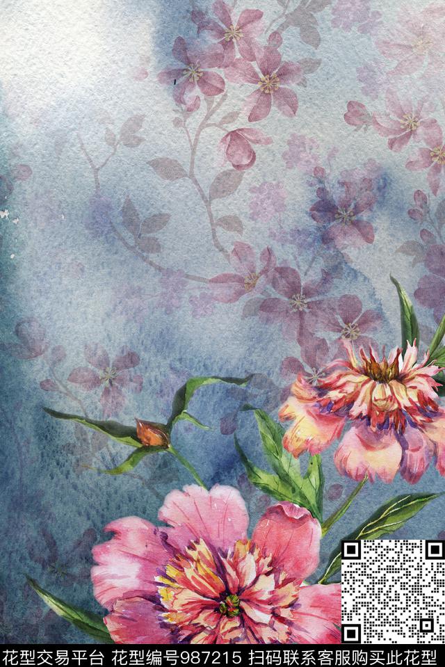 数码华亿平台花卉定位花数码印花华亿平台下载（图片编号: 987215） - 瓦栏（Walan）