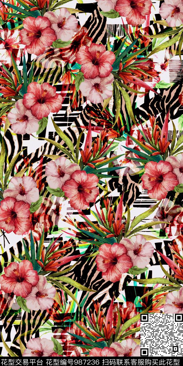 数码华亿平台花卉大牌风数码印花华亿平台下载（图片编号: 987236） - 瓦栏（Walan）
