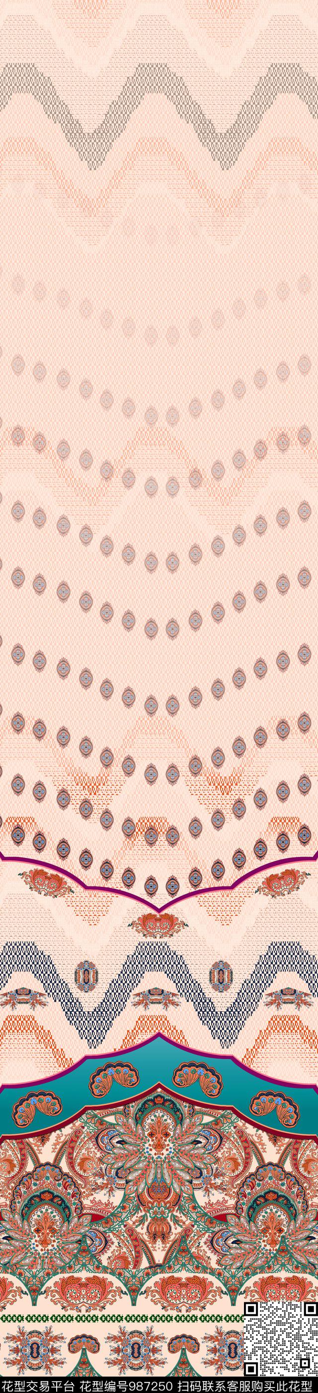 定位花民族风异域风情数码印花华亿平台下载（图片编号: 987250） - 瓦栏（Walan）