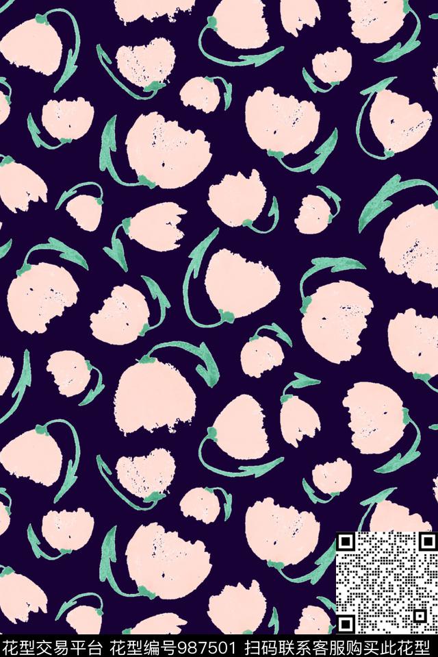 水彩花卉花卉女装数码印花华亿平台下载（图片编号: 987501） - 瓦栏（Walan）