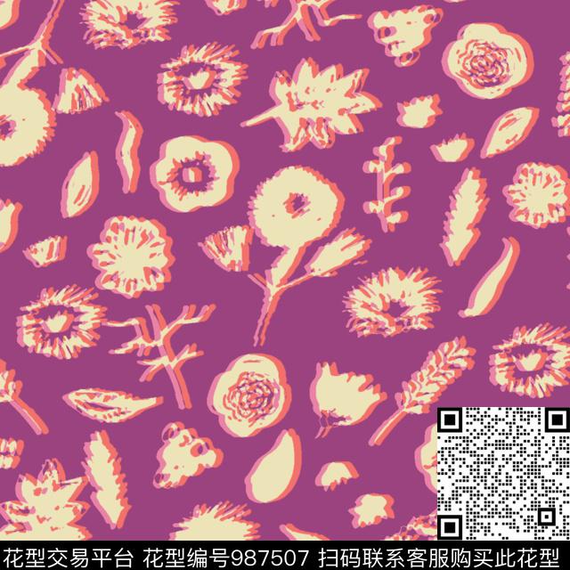 小碎花花卉女装传统印花华亿平台下载（图片编号: 987507） - 瓦栏（Walan）