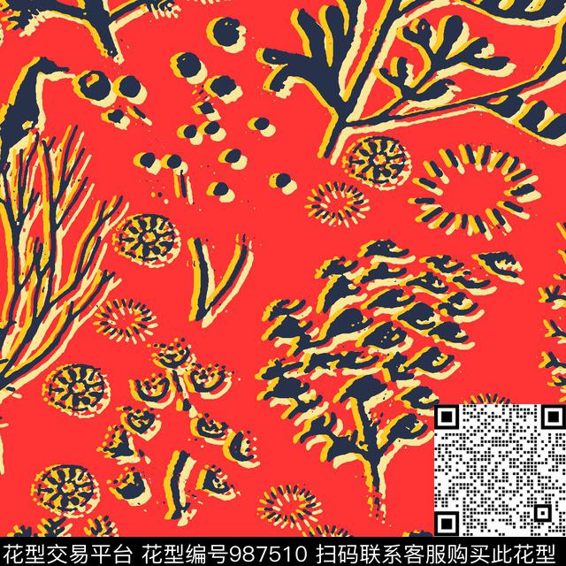 花卉女装大牌风传统印花华亿平台下载（图片编号: 987510） - 瓦栏（Walan）