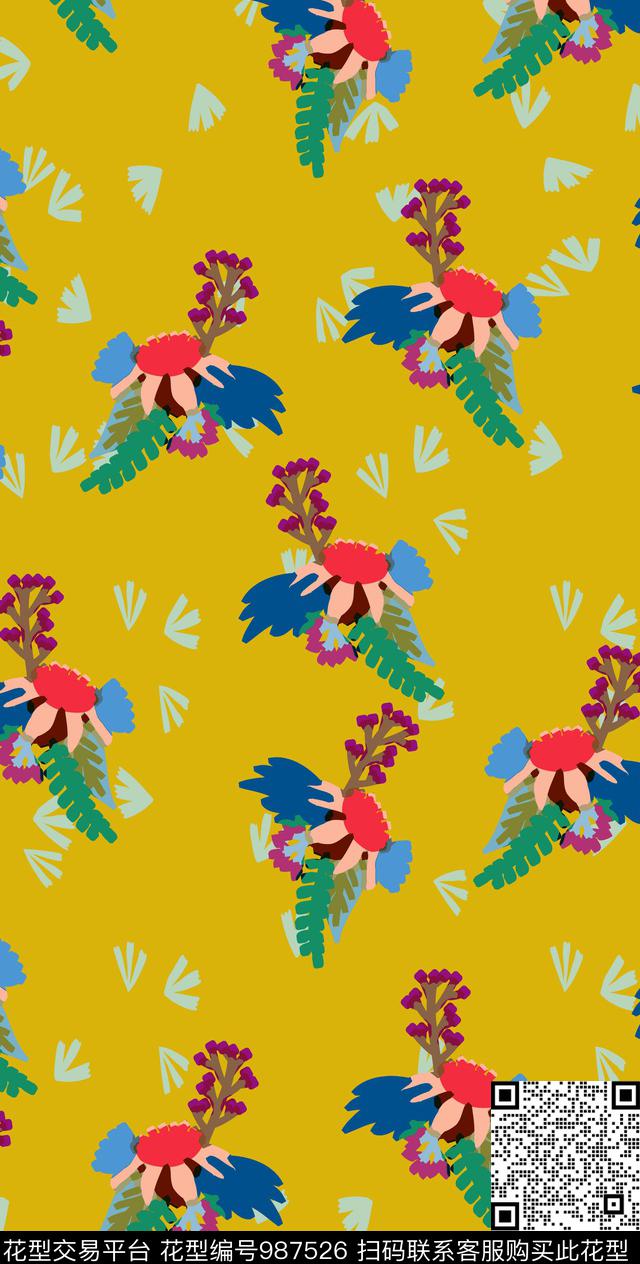 数码华亿平台彩底花卉春夏华亿平台数码印花华亿平台下载（图片编号: 987526） - 瓦栏（Walan）
