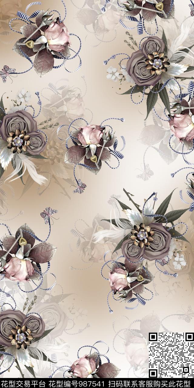 数码华亿平台迪拜花卉花卉数码印花华亿平台下载（图片编号: 987541） - 瓦栏（Walan）