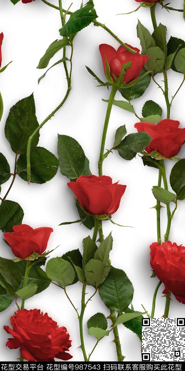 数码华亿平台迪拜花卉花卉数码印花华亿平台下载（图片编号: 987543） - 瓦栏（Walan）
