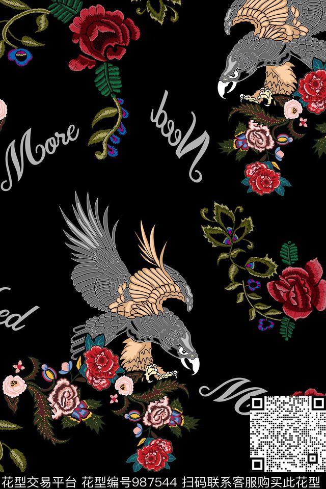 花卉动物潮牌数码印花华亿平台下载（图片编号: 987544） - 瓦栏（Walan）