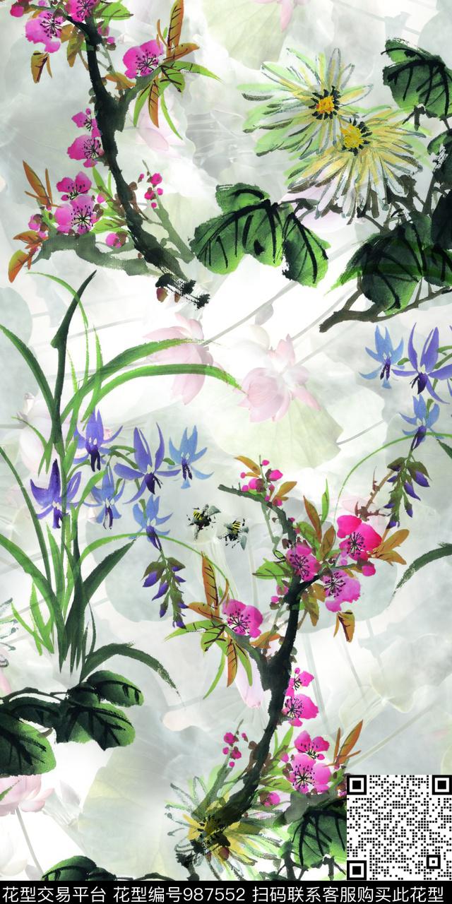 数码华亿平台小碎花花卉数码印花华亿平台下载（图片编号: 987552） - 瓦栏（Walan）