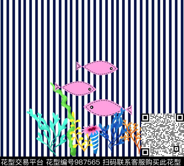 卡通时尚童装有关海洋数码印花华亿平台下载（图片编号: 987565） - 瓦栏（Walan）