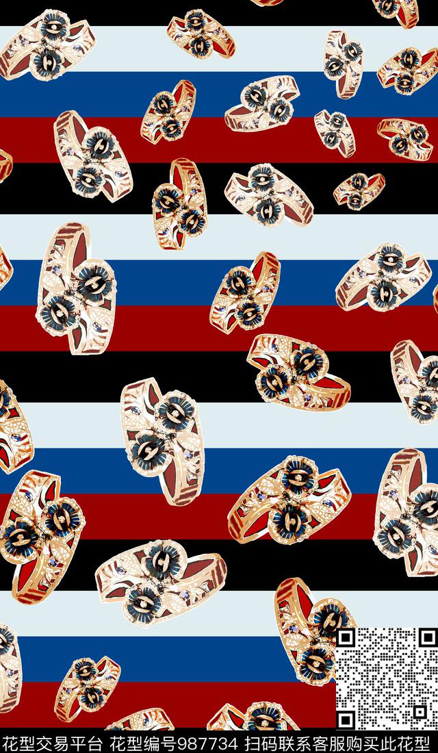 数码华亿平台条纹春夏华亿平台数码印花华亿平台下载（图片编号: 987734） - 瓦栏（Walan）