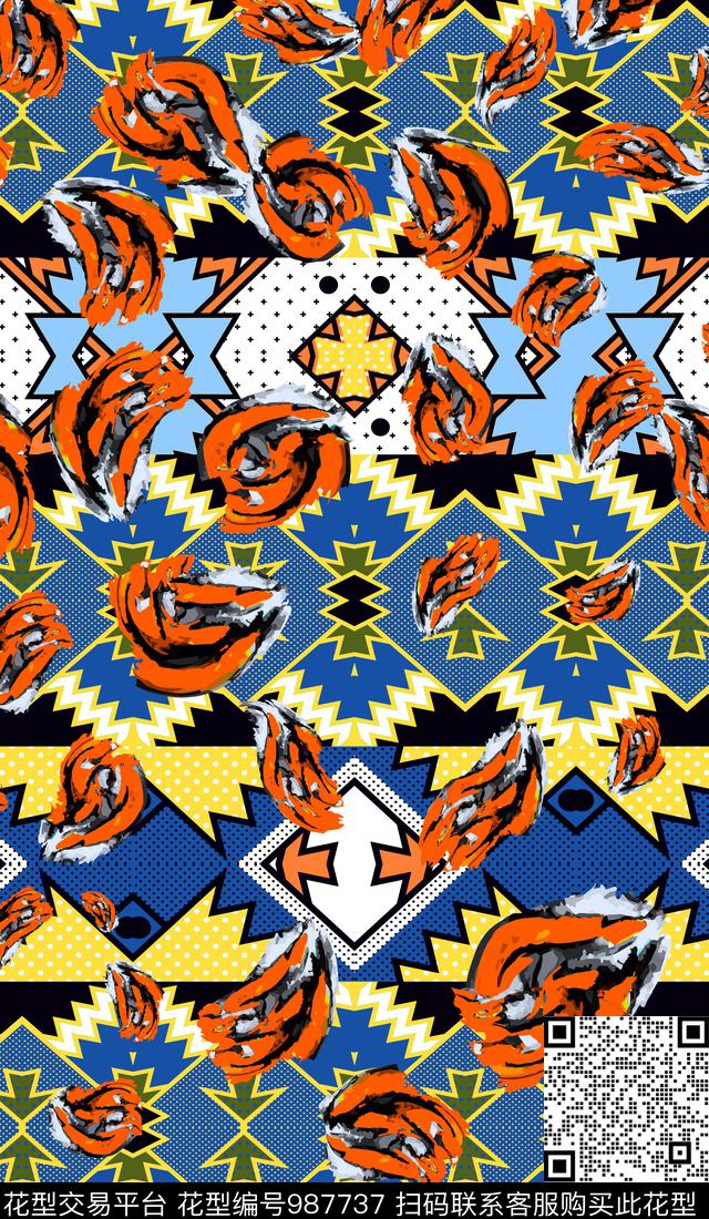 数码华亿平台春夏华亿平台抽象数码印花华亿平台下载（图片编号: 987737） - 瓦栏（Walan）