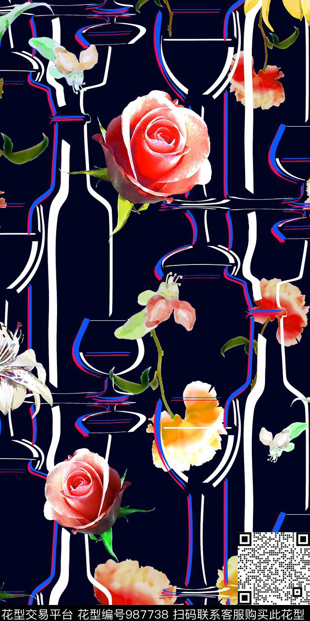 数码华亿平台彩底花卉春夏华亿平台数码印花华亿平台下载（图片编号: 987738） - 瓦栏（Walan）