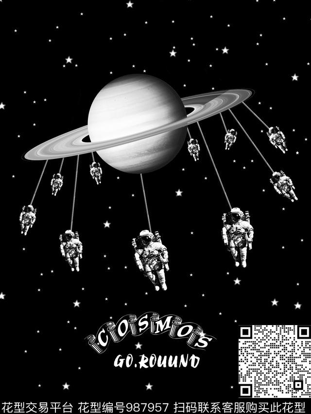 宇航员男装星空数码印花华亿平台下载（图片编号: 987957） - 瓦栏（Walan）