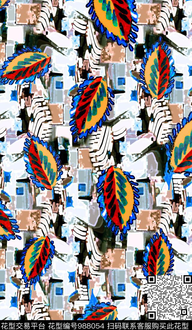 数码华亿平台抽象男装春夏华亿平台数码印花华亿平台下载（图片编号: 988054） - 瓦栏（Walan）