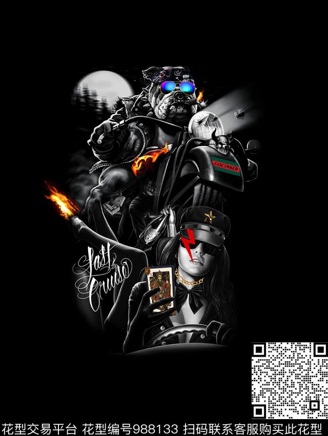 男装抽象定位花数码印花华亿平台下载（图片编号: 988133） - 瓦栏（Walan）